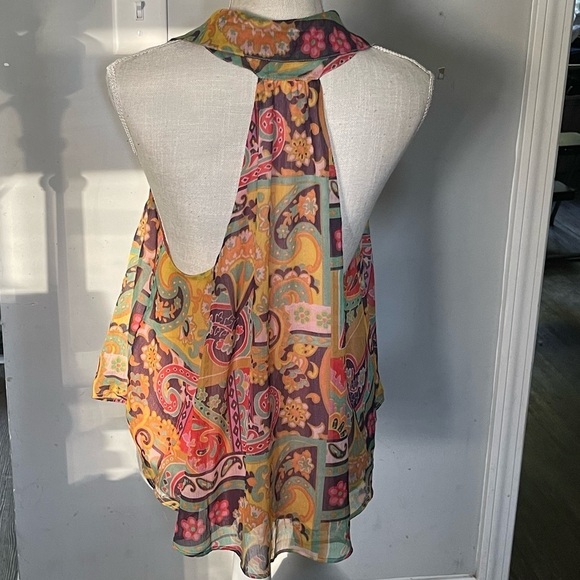 Free People Strawberry Oversized Flowy Colorful Scoop Neck Racerback Tank; M - Picture 9 of 16